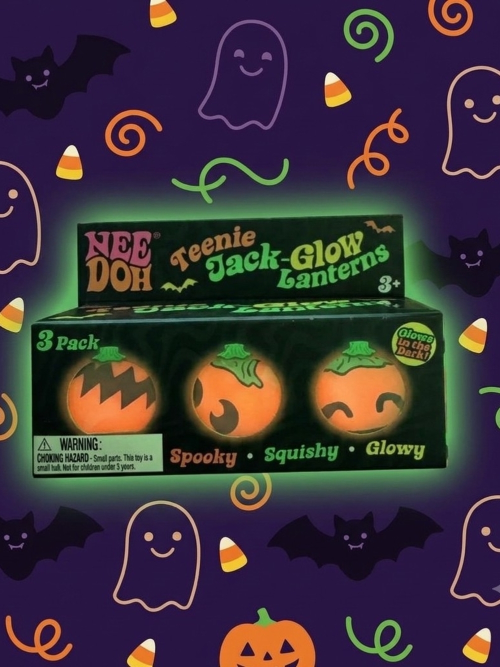 Needoh Teenie Jack-Glow Lanterns - Orange Glow (3 Pack)